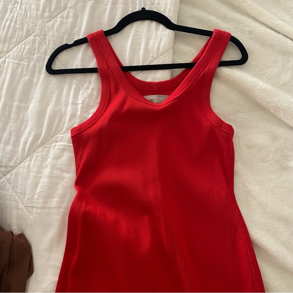 Everlane Bright Red Ribbed Tank dress